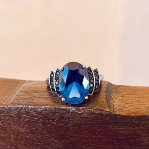 Blue Lab Created Spinel Sterling Silver Ring